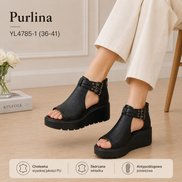 Sandały płaskie damskie Roz 36-41 / 8 par 1